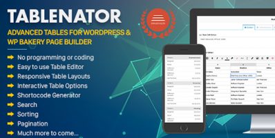 افزونه ایجاد جدول Tablenator در وردپرس و صفحه ساز WP Bakery