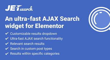 افزونه JetSearch ابزارک جستجوی صفحه‌ساز Elementor وردپرس نسخه 3.0.1