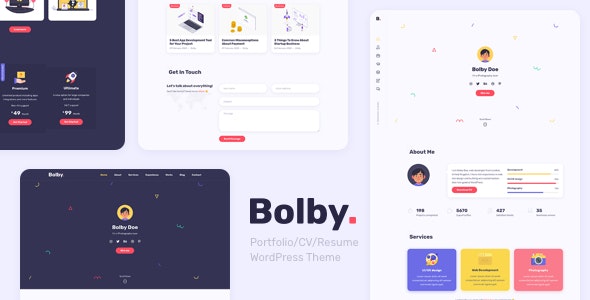ویژگی های قالب شخصی و رزومه ساز Bolby وردپرس نسخه 1.0.2