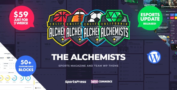 قالب اخبار و مجله ورزشی وردپرس The Alchemists نسخه 4.4.15