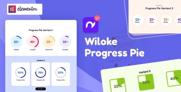 افزونه درصد پیشرفت Wiloke Progress Pie برای المنتور نسخه 1.0