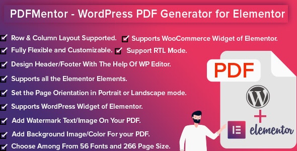 افزونه سازنده PDF صفحات المنتور PDFMentor Pro نسخه 2.2.0
