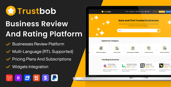 پلتفرم بررسی و رتبه‌بندی کسب‌وکار Trustbob نسخه 1.1